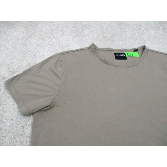 Cuts Shirt Mens Large L Brown Tan Casual Performance Stretch Crew Tee * - Picture 3 of 13